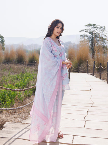 Candy Floss Blue Pink Cotton Linen Suit Set