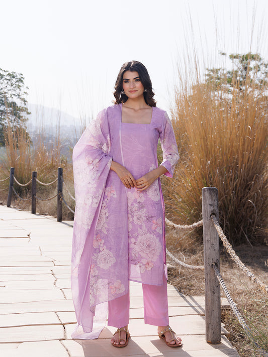Light Lilac Cotton Linen Suit Set