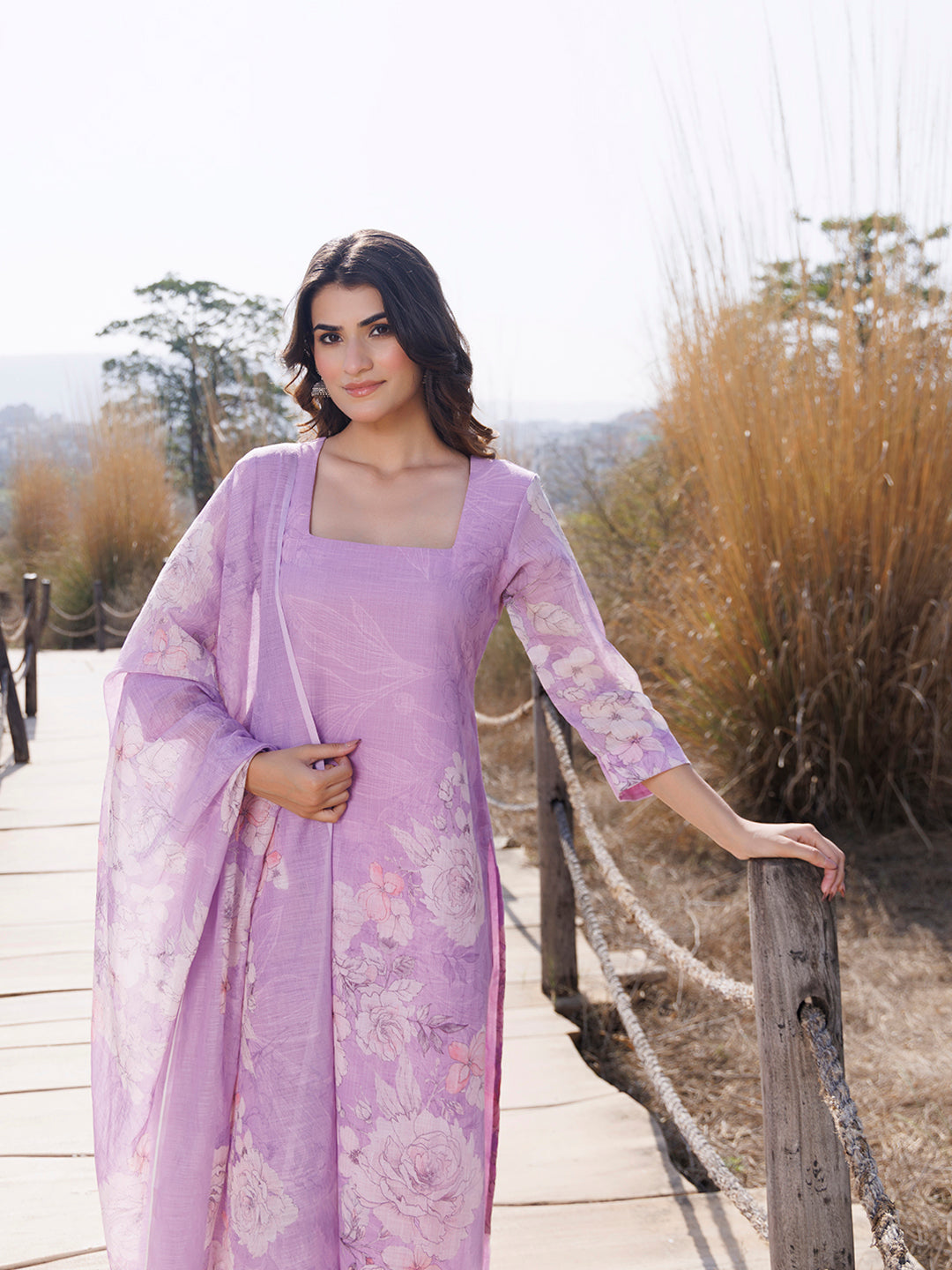 Light Lilac Cotton Linen Suit Set