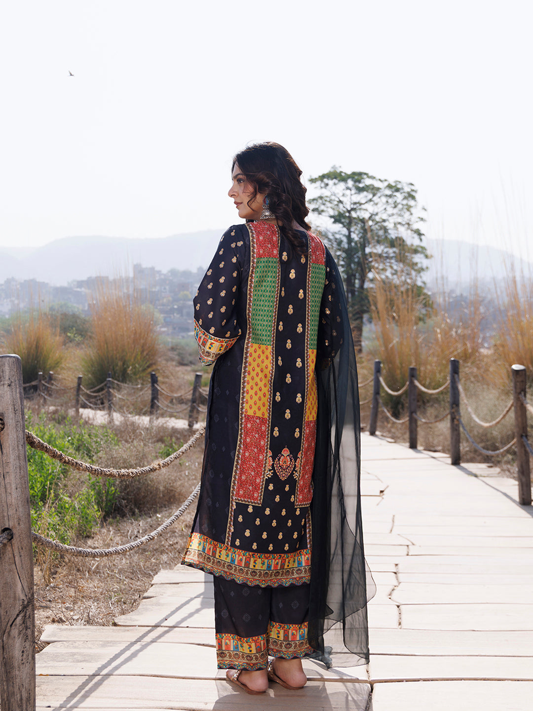 Noir Black Muslin Kurta Set