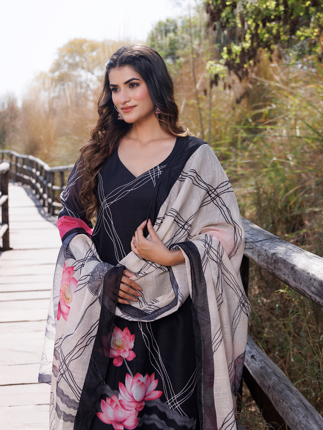 Sable Black Cotton Linen Suit Set