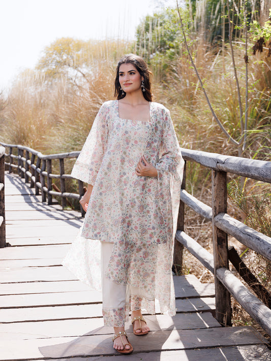 Warm Ivory Chanderi Suit Set