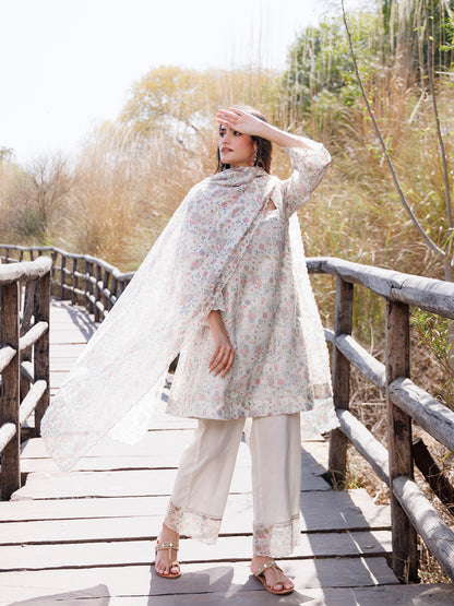 Warm Ivory Chanderi Suit Set