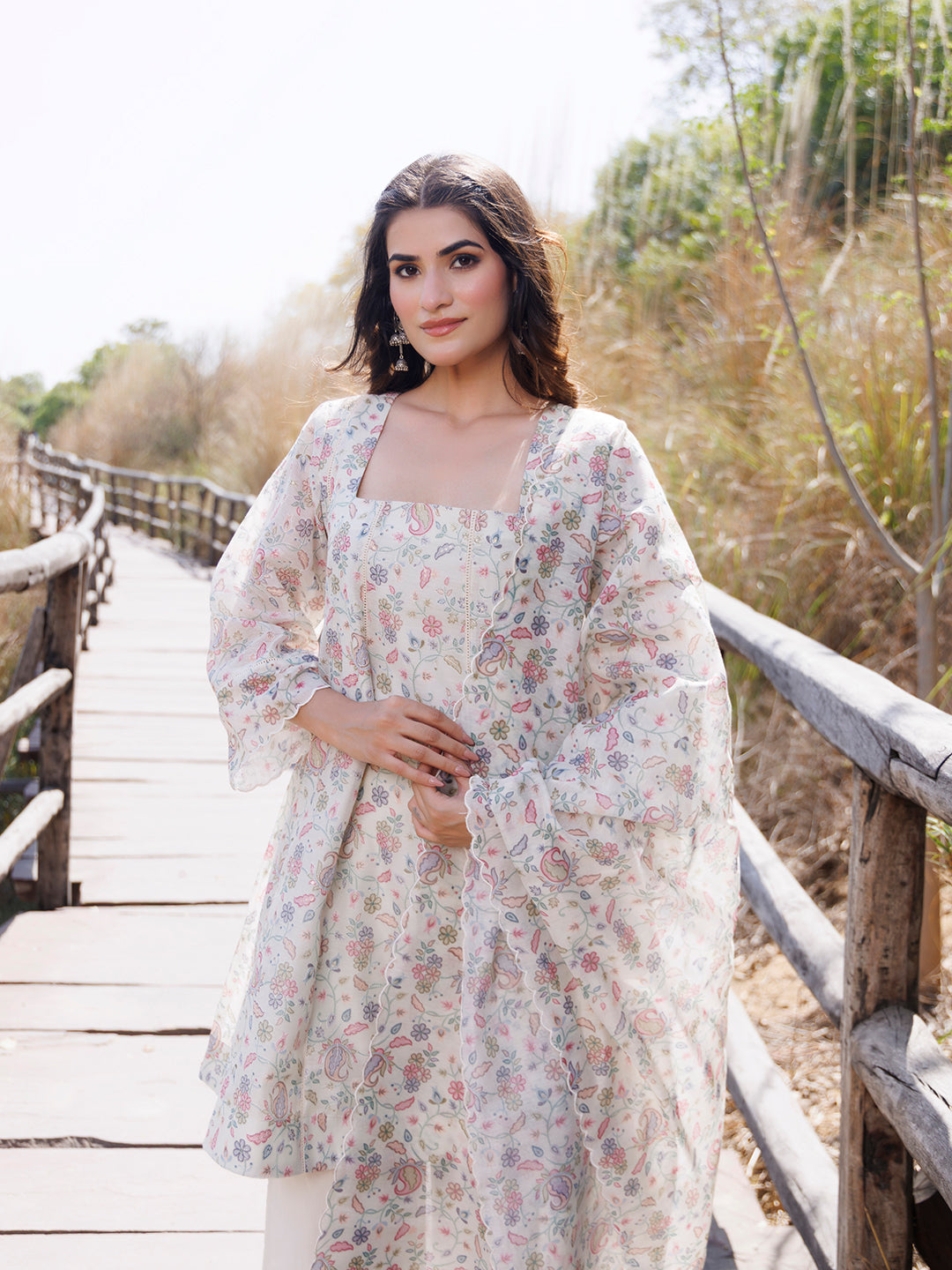 Warm Ivory Chanderi Suit Set