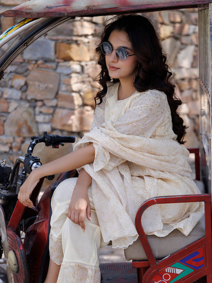 Butter Yellow Chanderi Suit Set