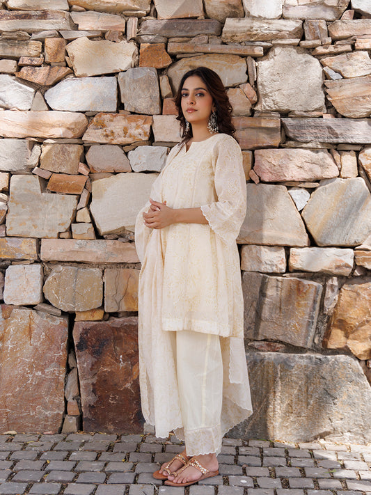 Butter Yellow Chanderi Suit Set