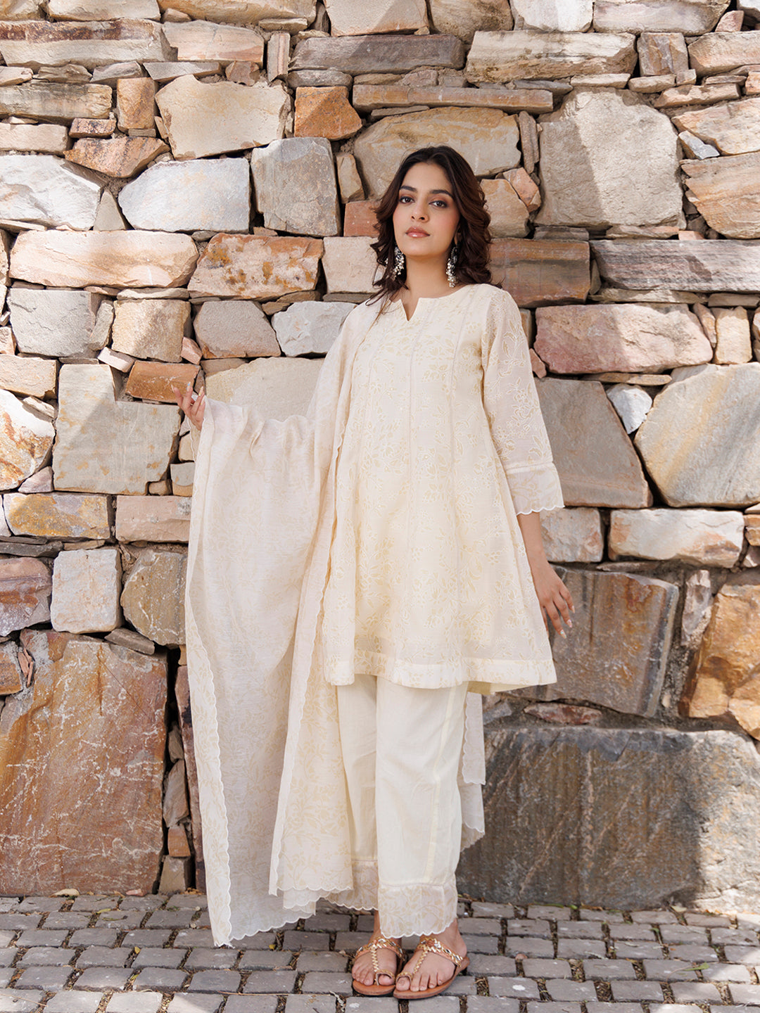 Butter Yellow Chanderi Suit Set