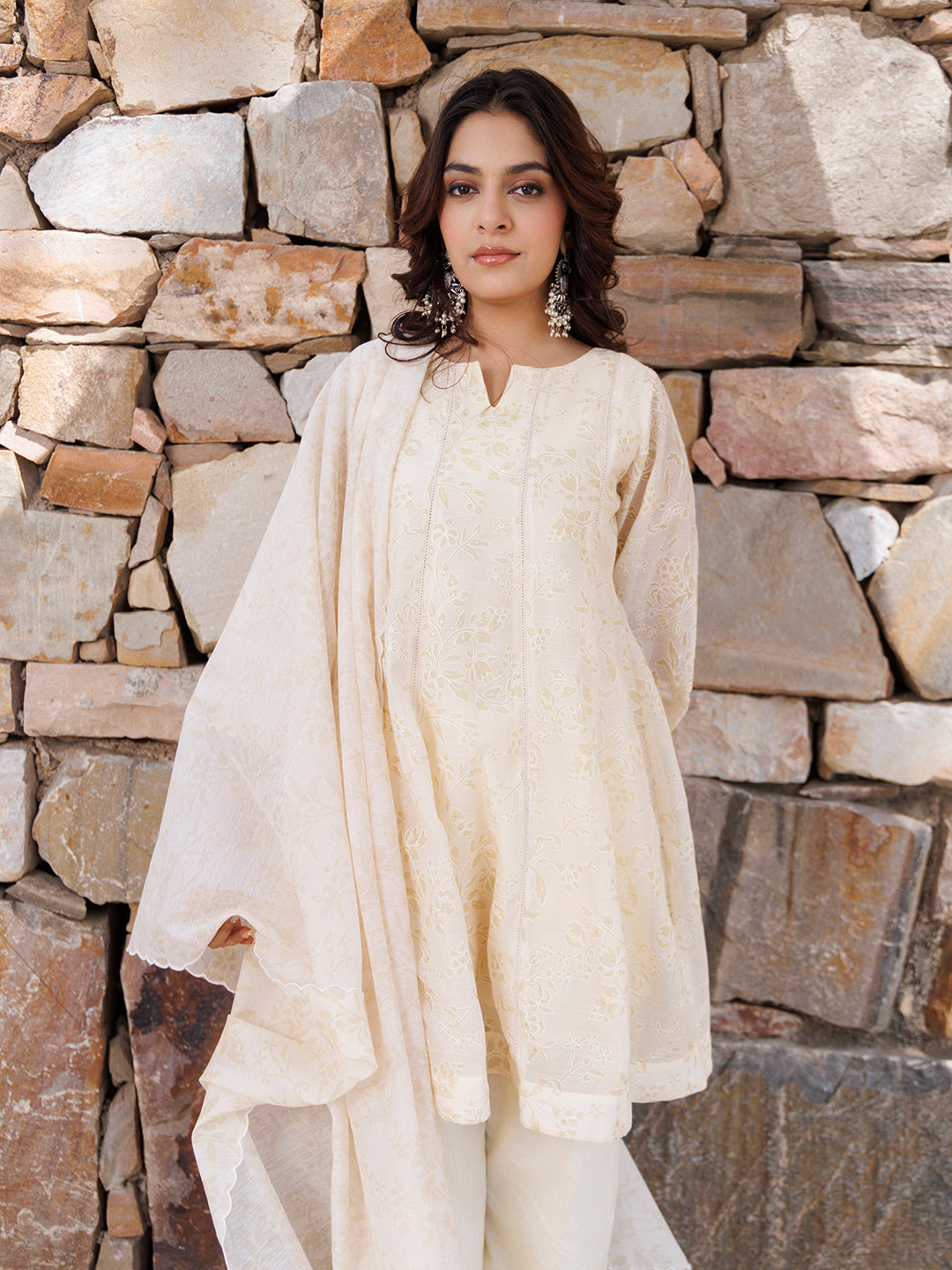 Butter Yellow Chanderi Suit Set