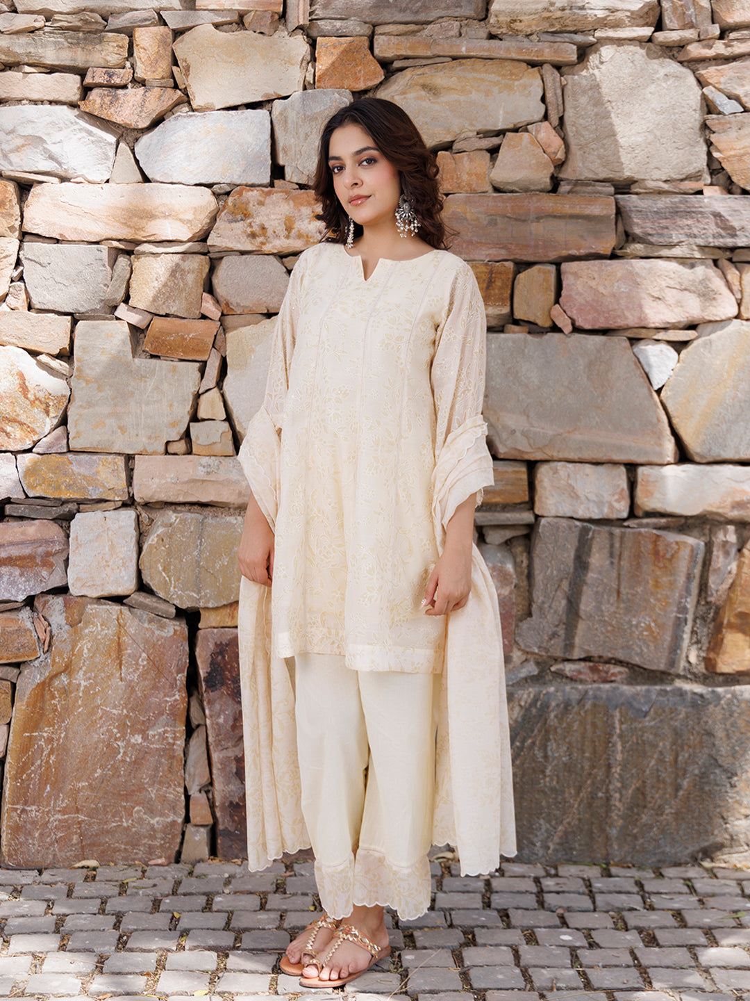 Butter Yellow Chanderi Suit Set