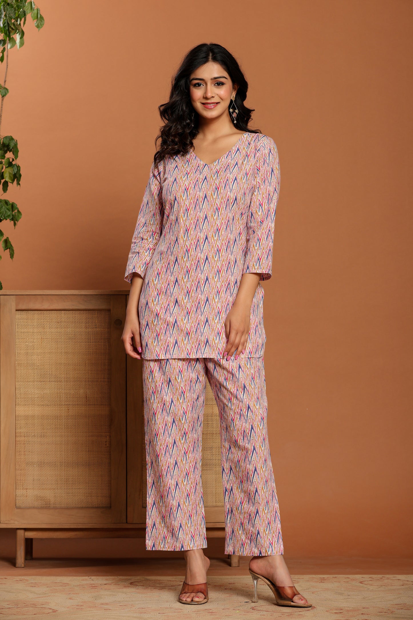 Pink Printed Cotton Coord Set