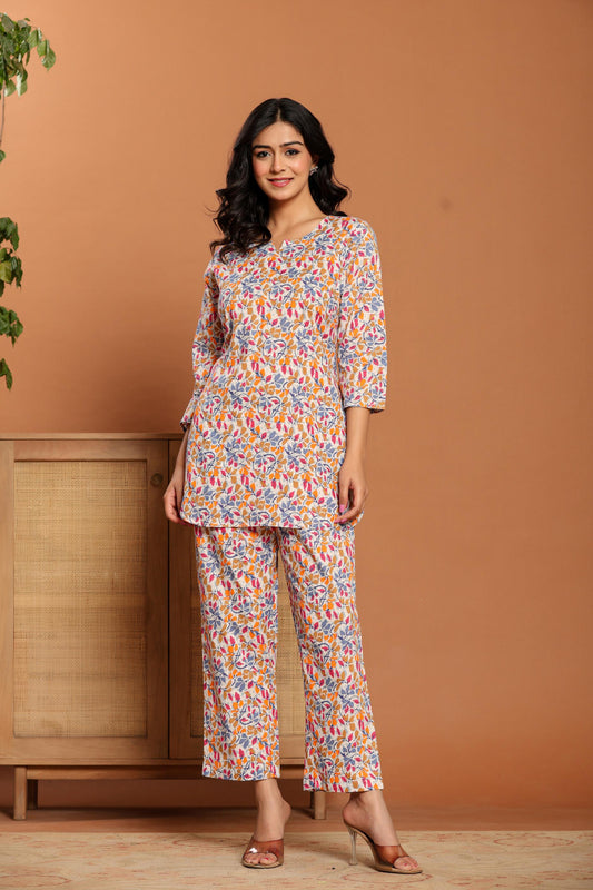 Multicolor Printed Cotton Coord Set