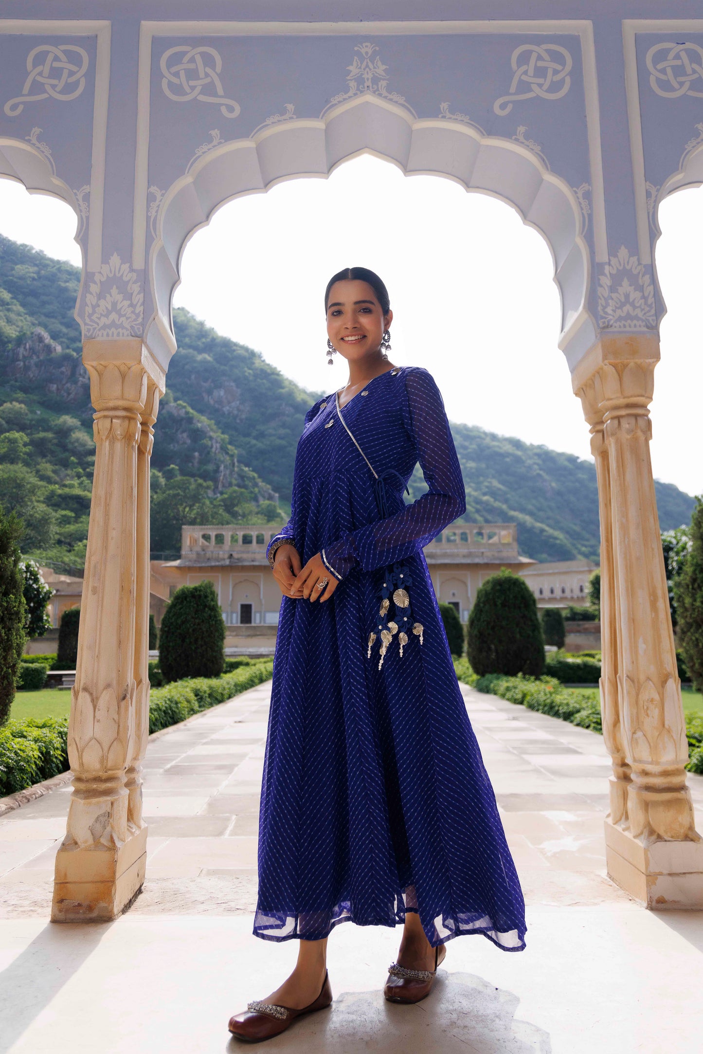 Blue Leheriya Kurta