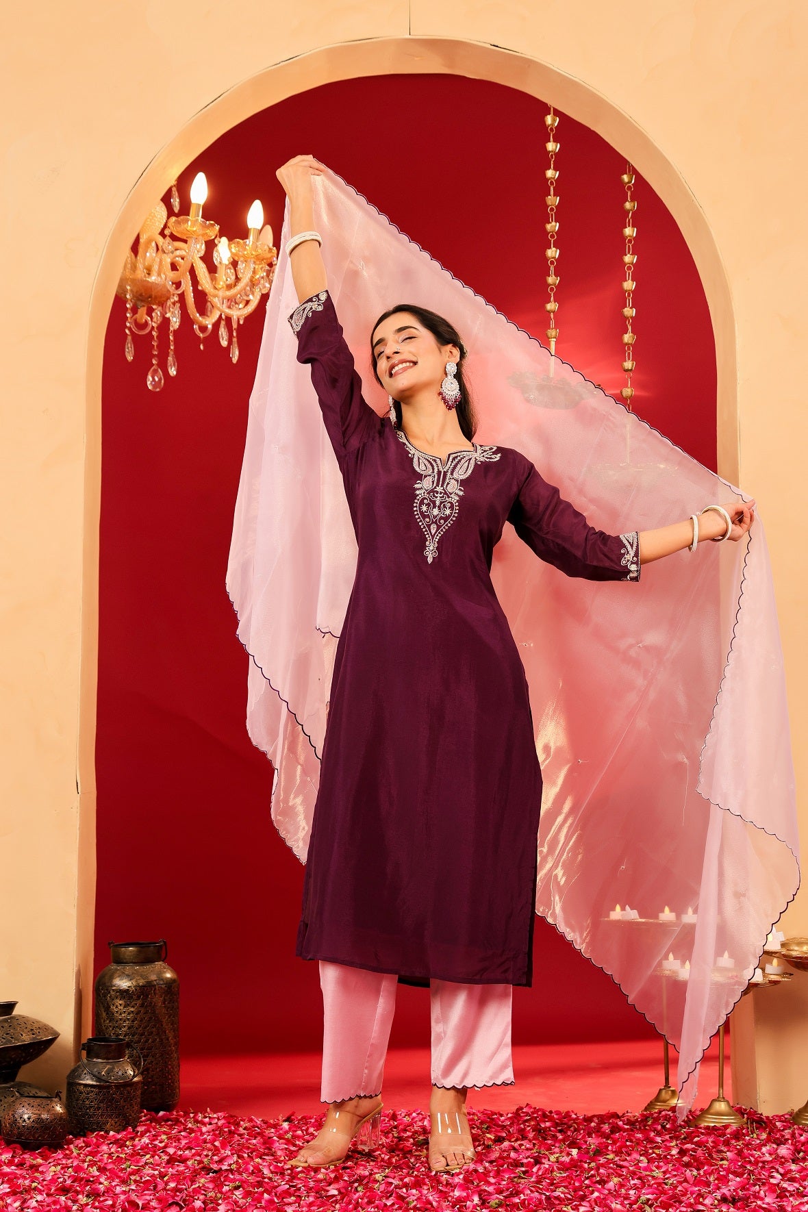 Ragavi Plum Purple Opada Kurta Set
