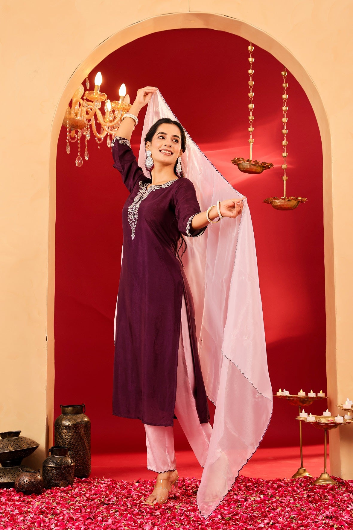 Ragavi Plum Purple Opada Kurta Set