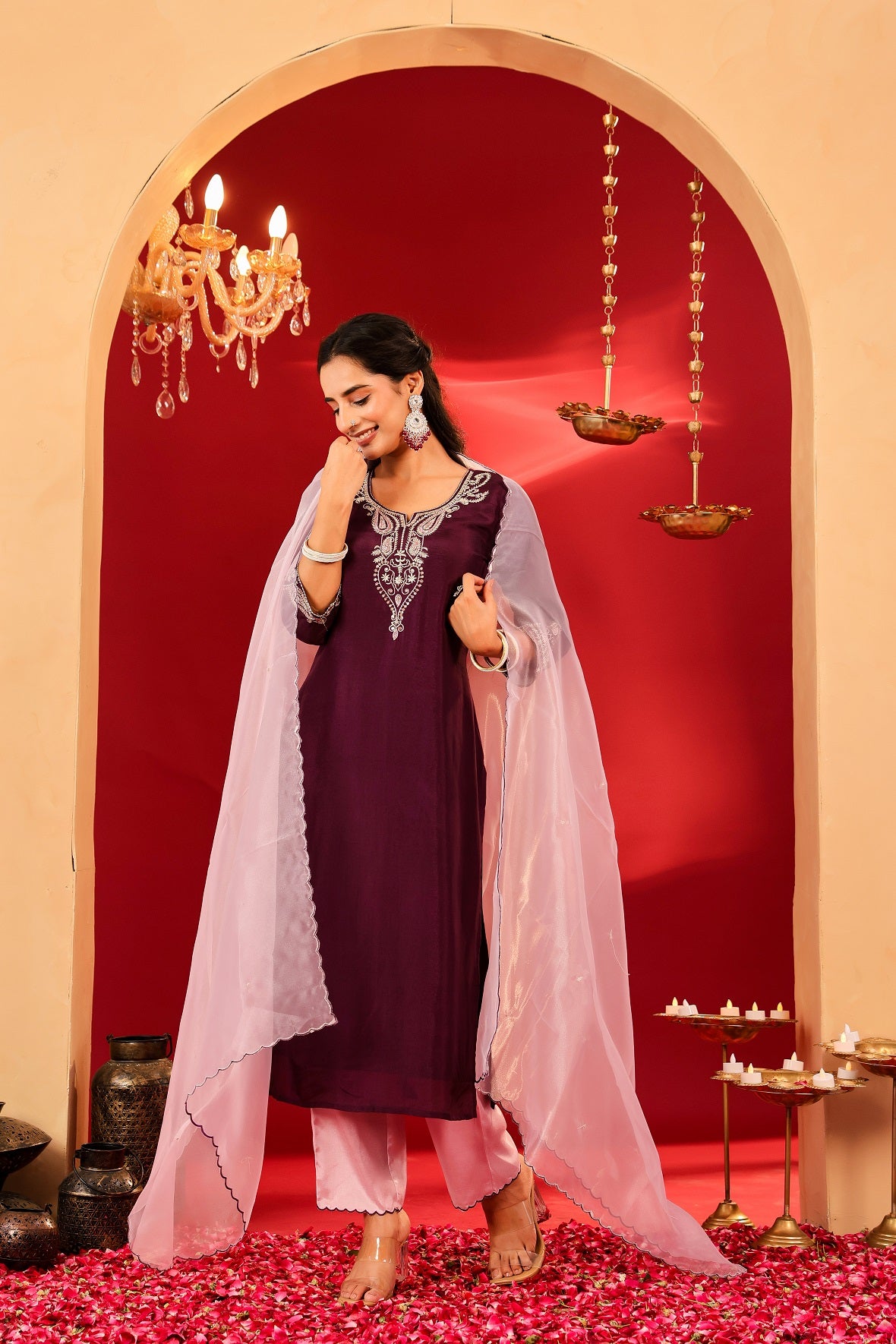 Ragavi Plum Purple Opada Kurta Set