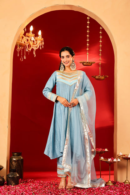Ragavi Sky Whisper Silk Blend Kurta Set
