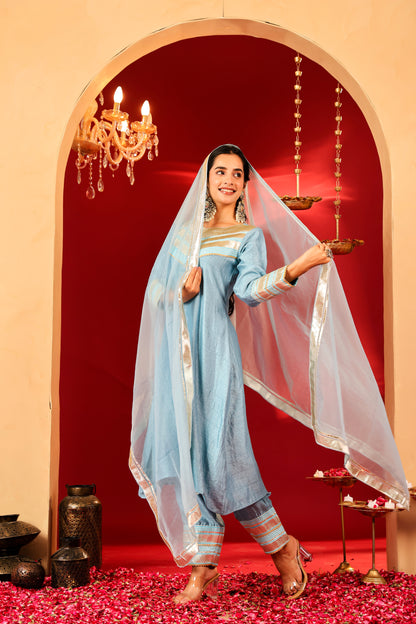 Ragavi Sky Whisper Silk Blend Kurta Set