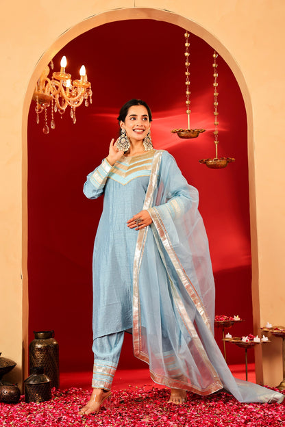 Ragavi Sky Whisper Silk Blend Kurta Set