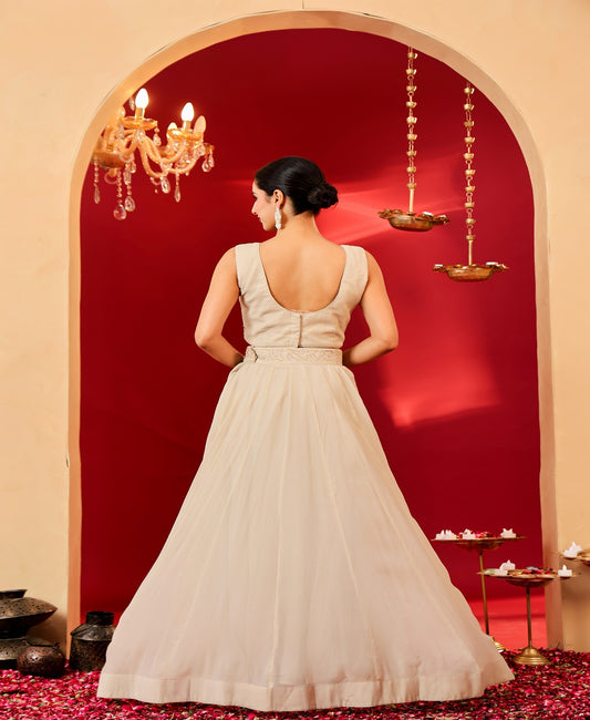 Ragavi Ethereal Glow Embroidered Beige Lehenga Set