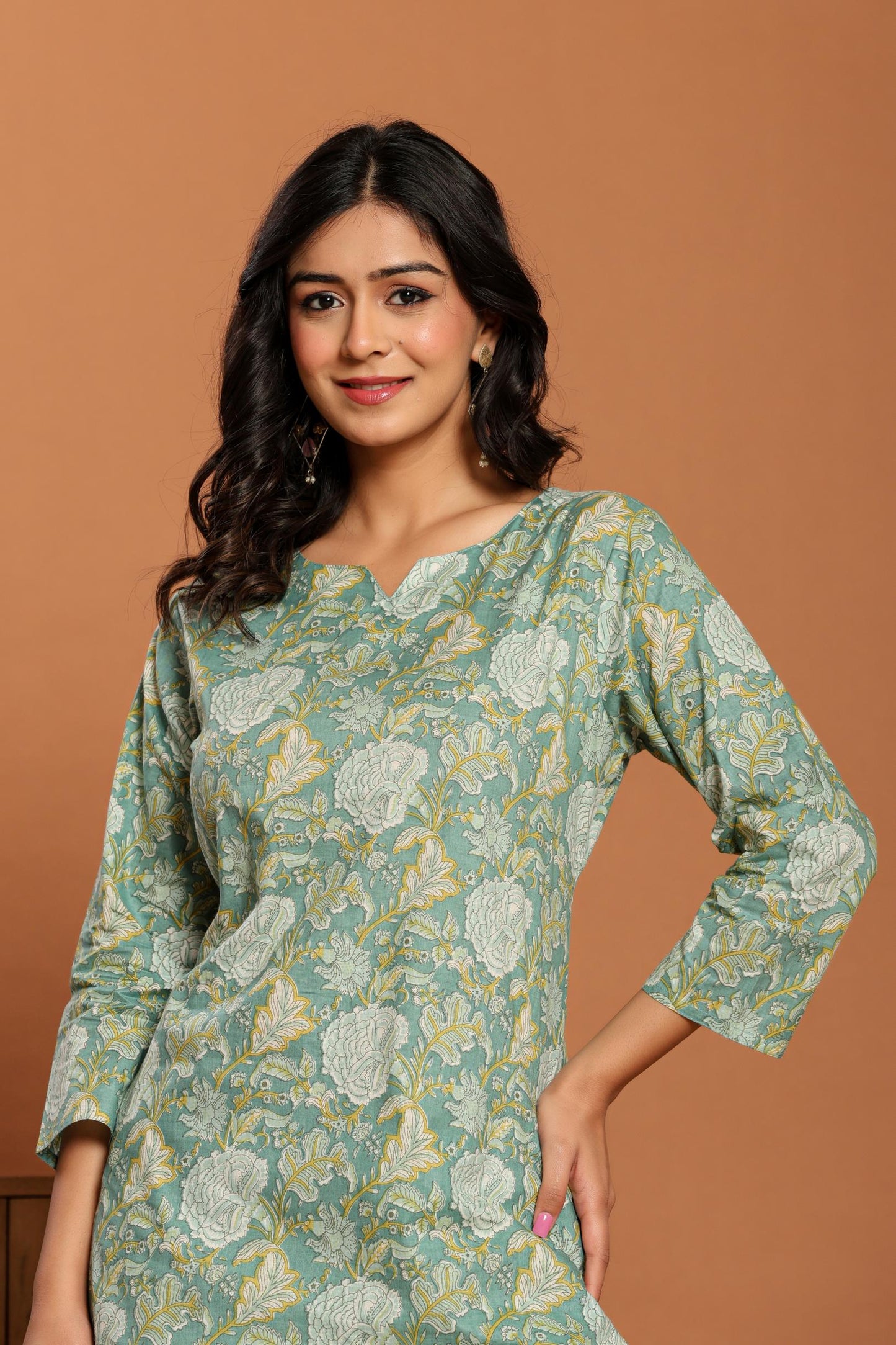 Green Printed Cotton Coord Set