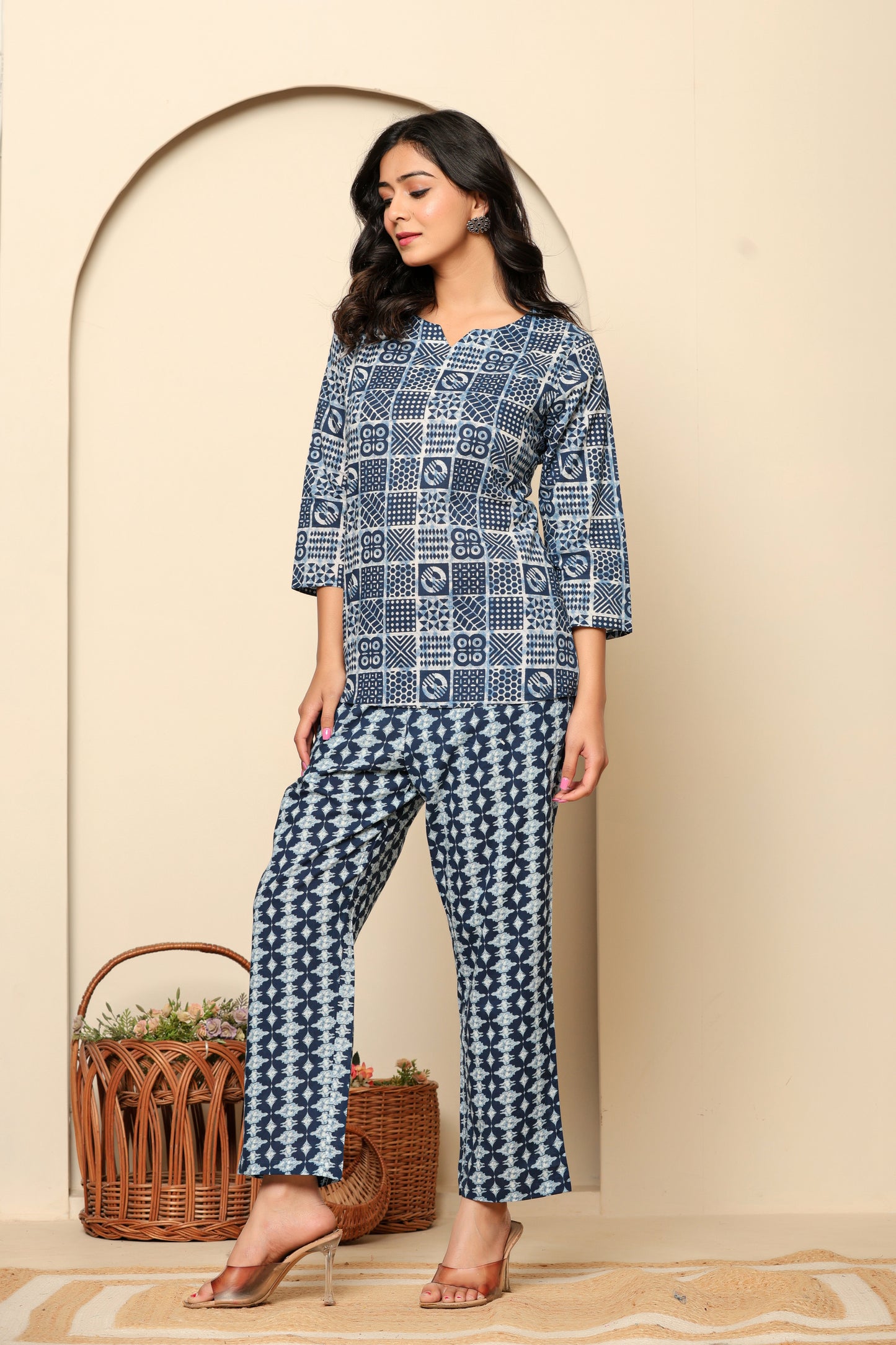 Blue Printed Cotton Coord Set