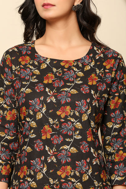 Black Printed Cotton Coord Set