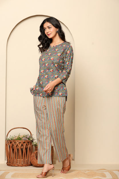 Green Printed Cotton Coord Set