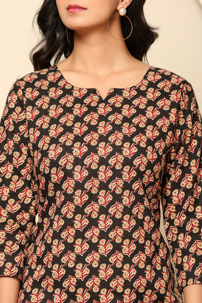 Black Printed Cotton Coord Set