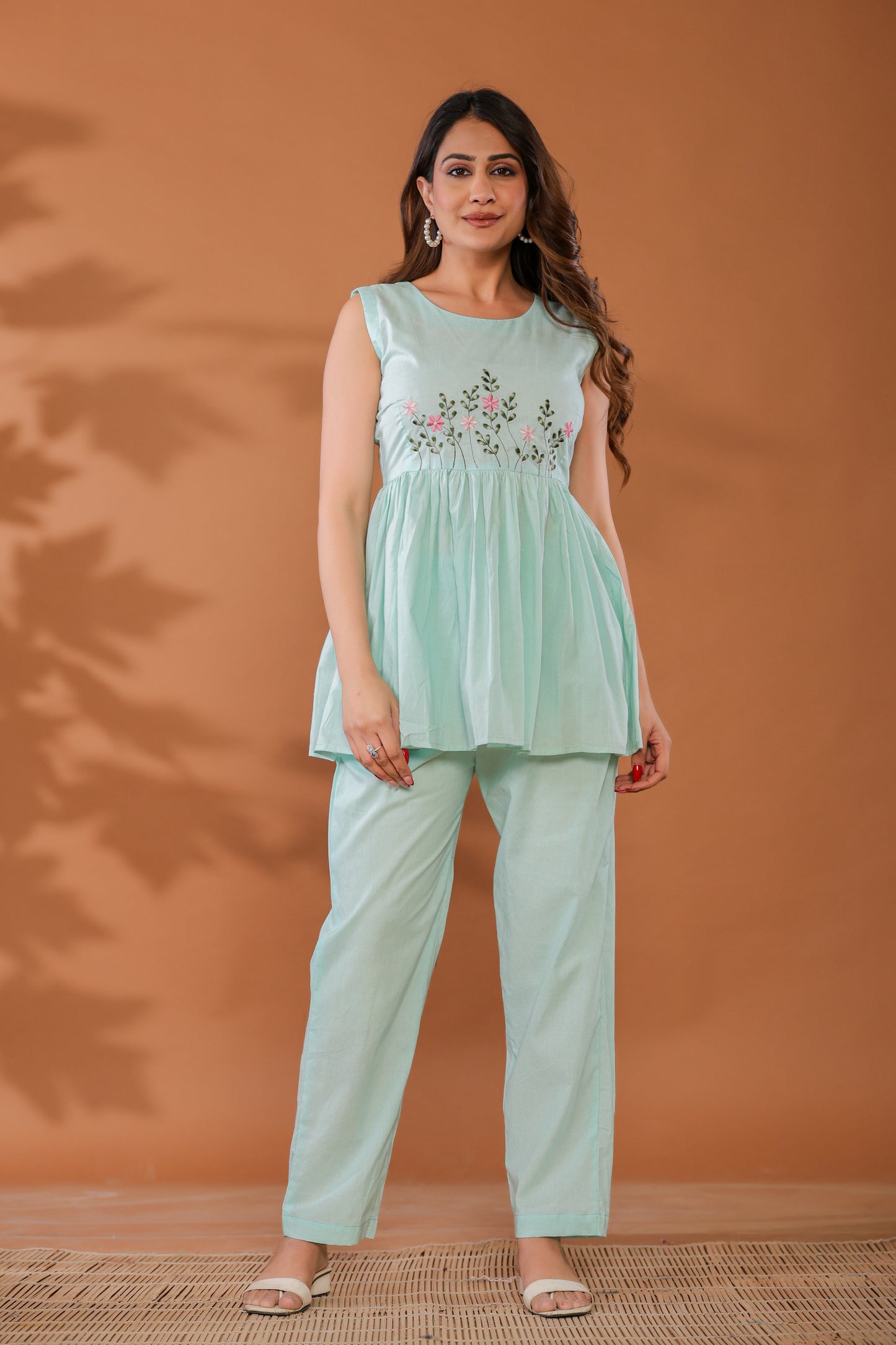 Blue Bell Cotton Embroidered Co - Ord Set