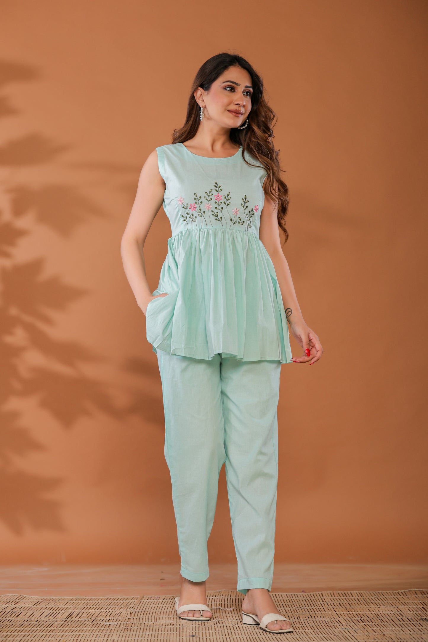Blue Bell Cotton Embroidered Co - Ord Set
