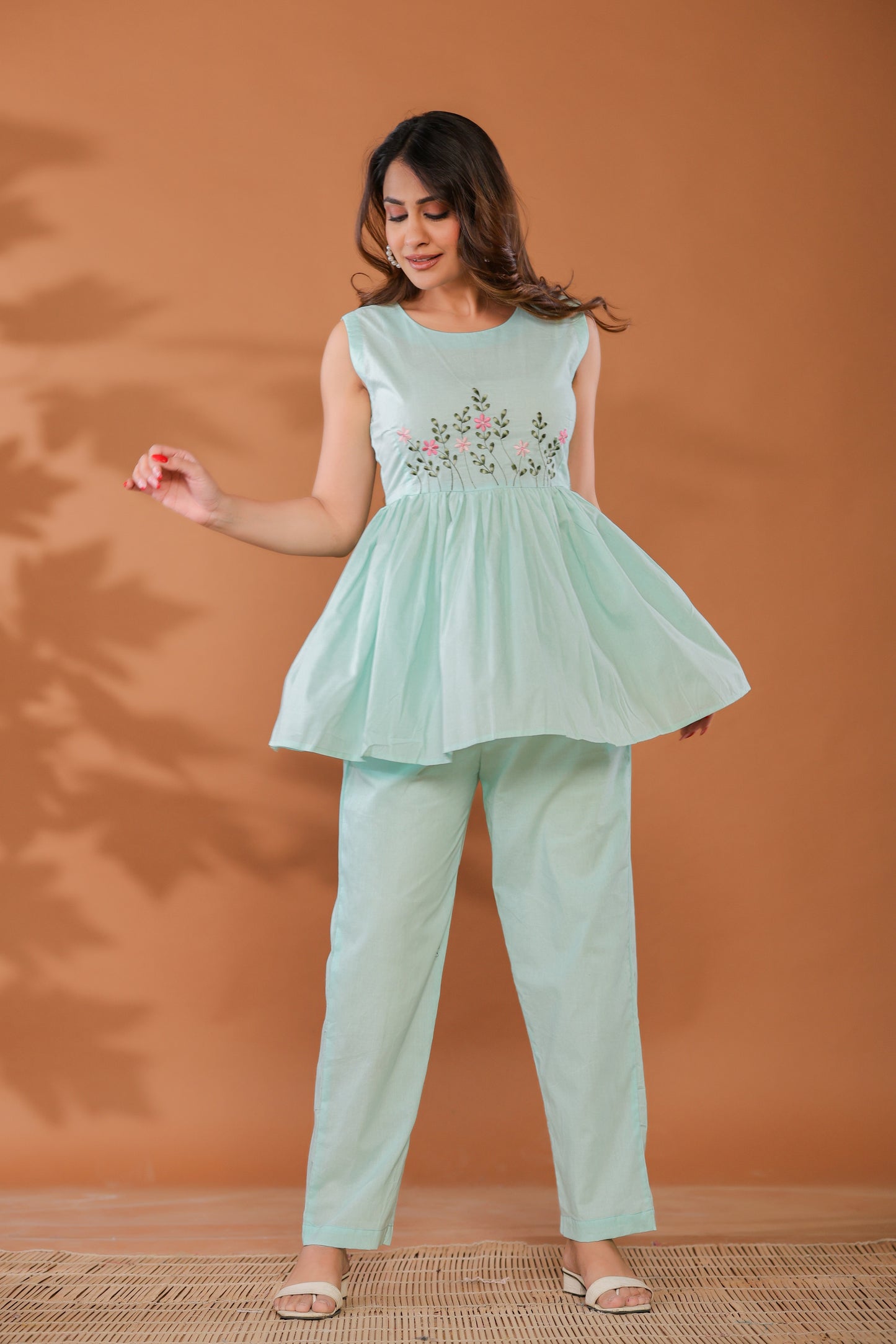 Blue Bell Cotton Embroidered Co - Ord Set