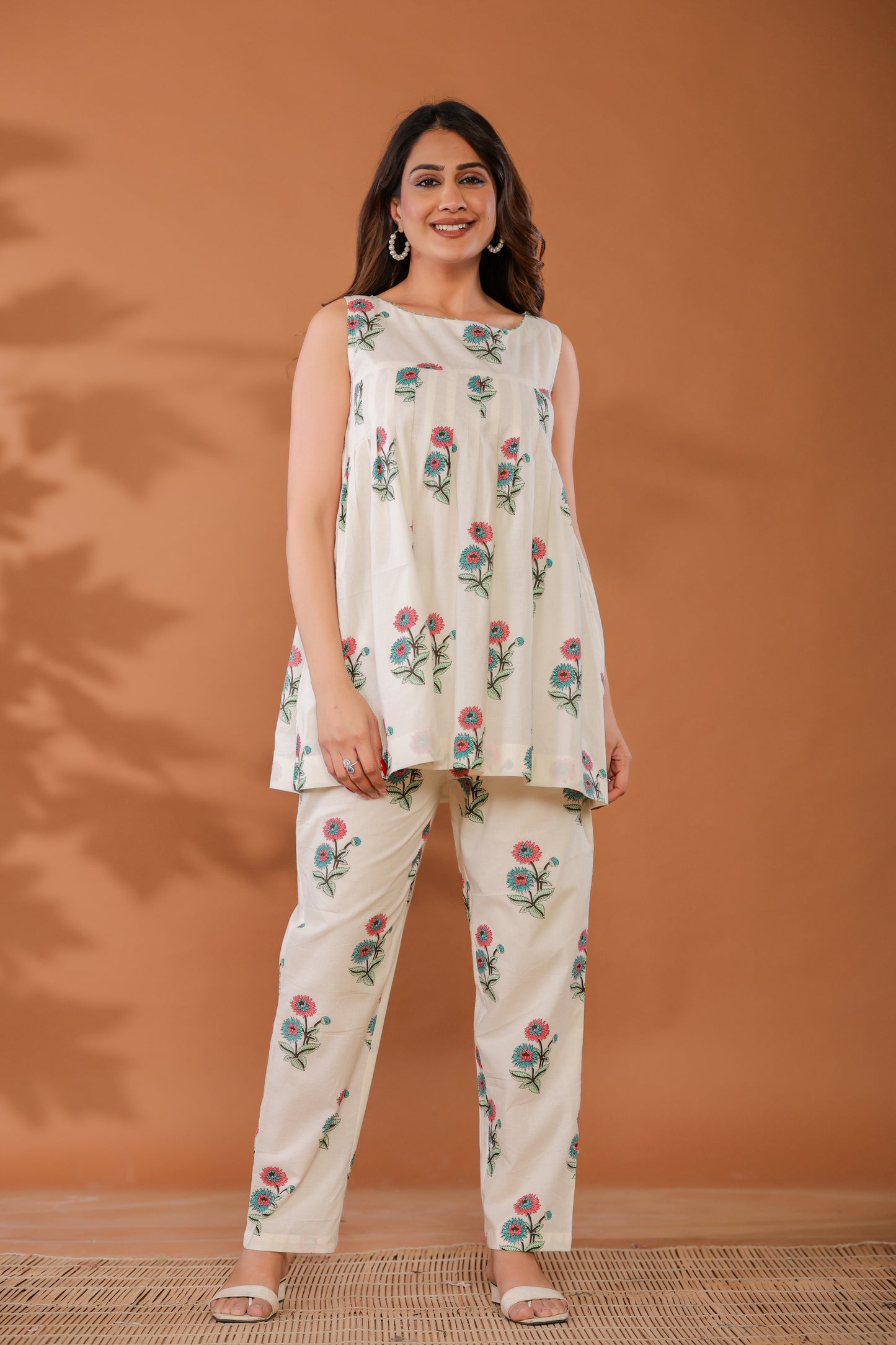 Cloud Dancer Cotton Hand Block Printed Co- Ord Set