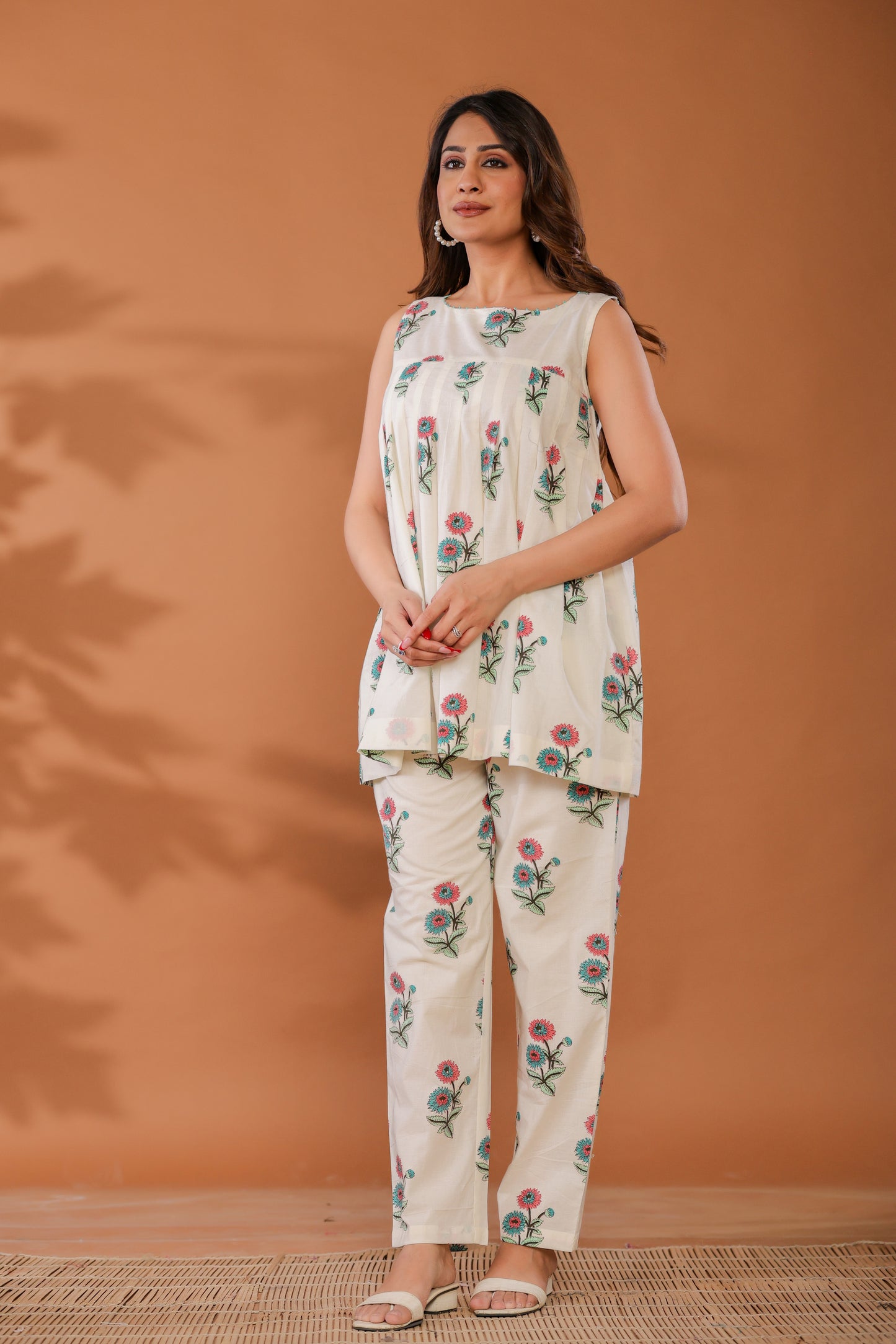 Cloud Dancer Cotton Hand Block Printed Co- Ord Set