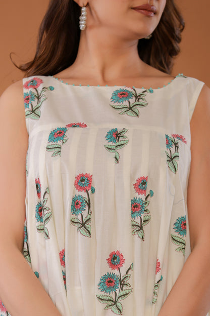 Cloud Dancer Cotton Hand Block Printed Co- Ord Set