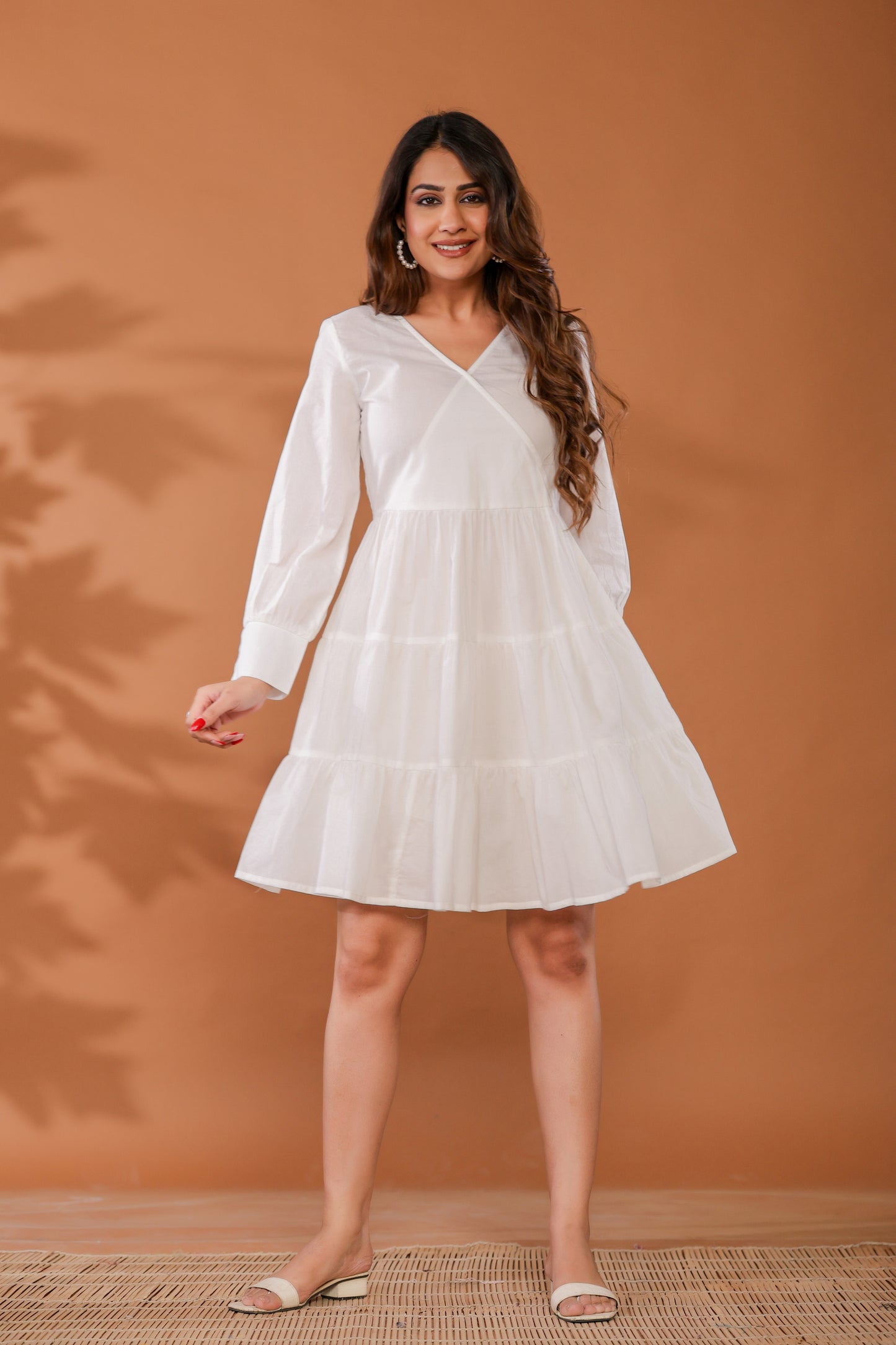 Marshmallow White Cotton Tiered Dress