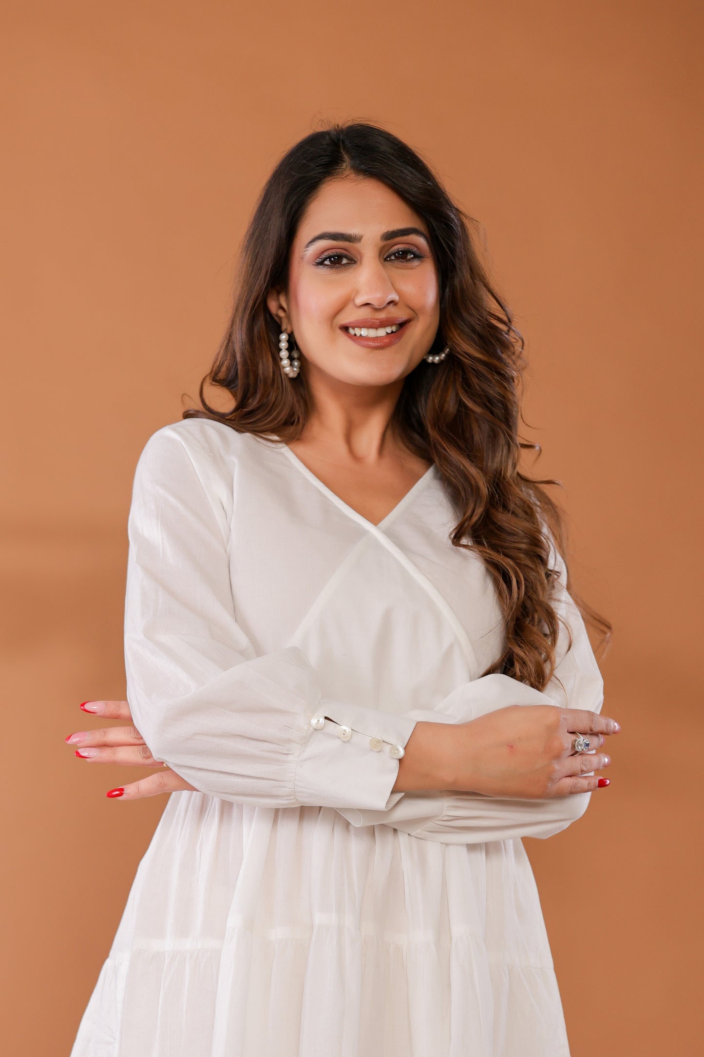 Marshmallow White Cotton Tiered Dress