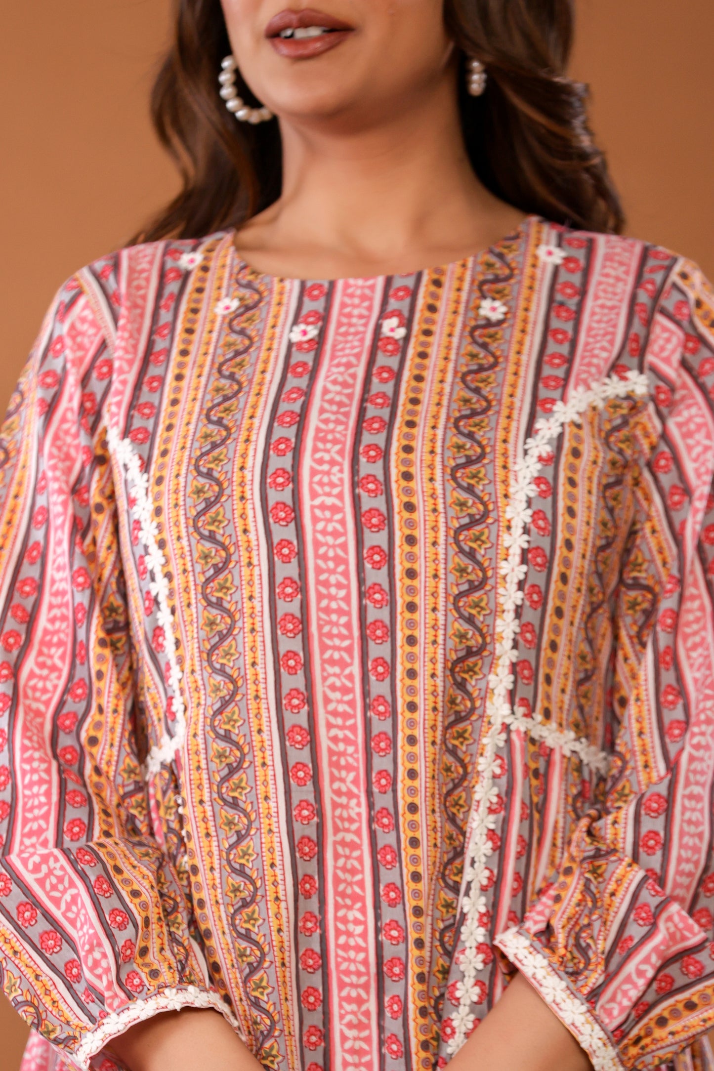 Cradle Pink Cotton Hand Block Ptinted Midi Dress