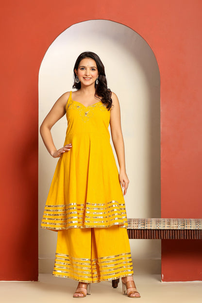 Ragavi Sunshine Yellow Sharara Set with Gota Patti Dupatta