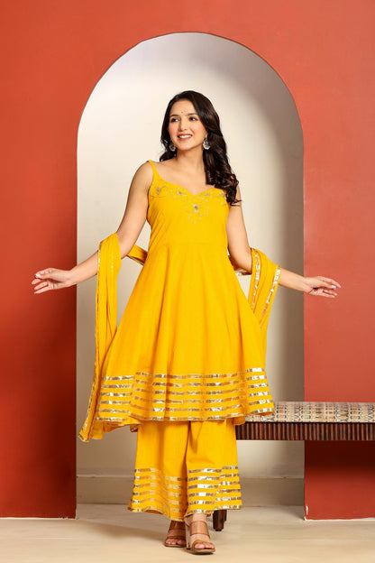 Ragavi Sunshine Yellow Sharara Set with Gota Patti Dupatta