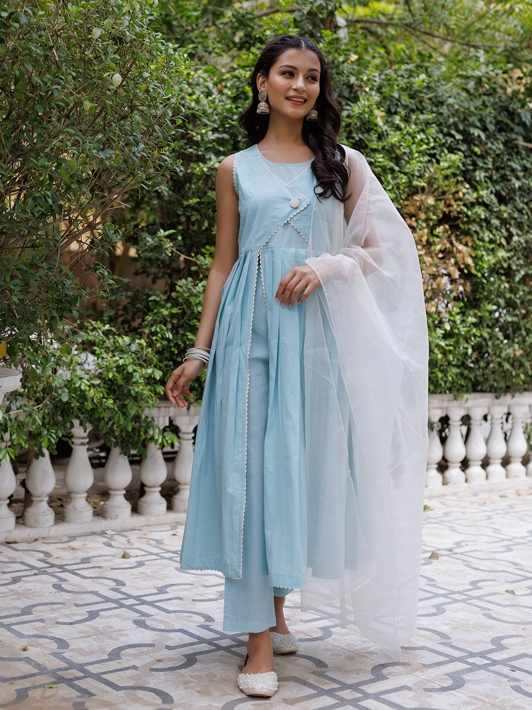 Ice Princess Solid Cotton Kurta Set