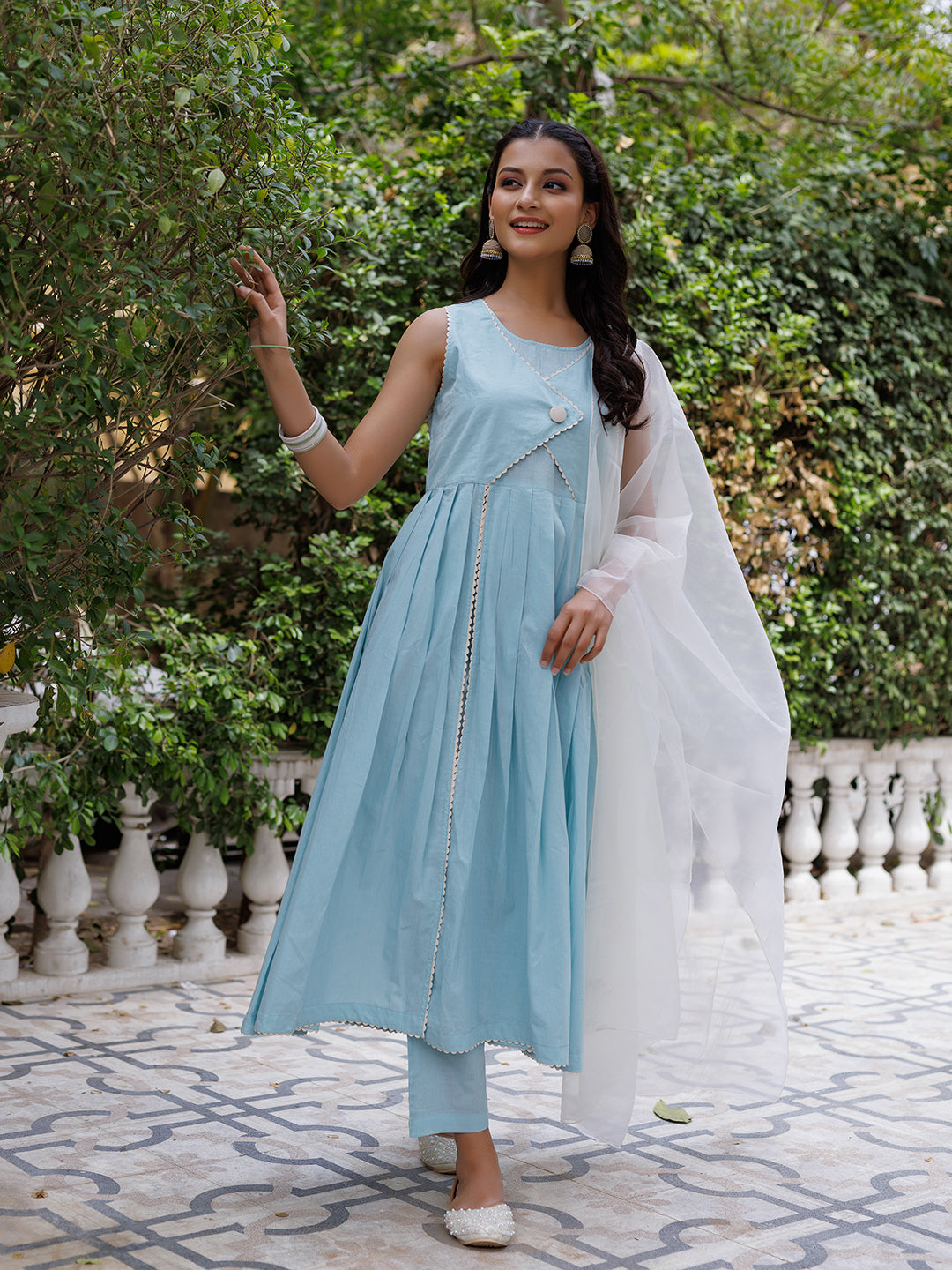 Ice Princess Solid Cotton Kurta Set