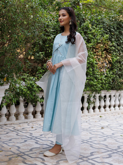 Ice Princess Solid Cotton Kurta Set