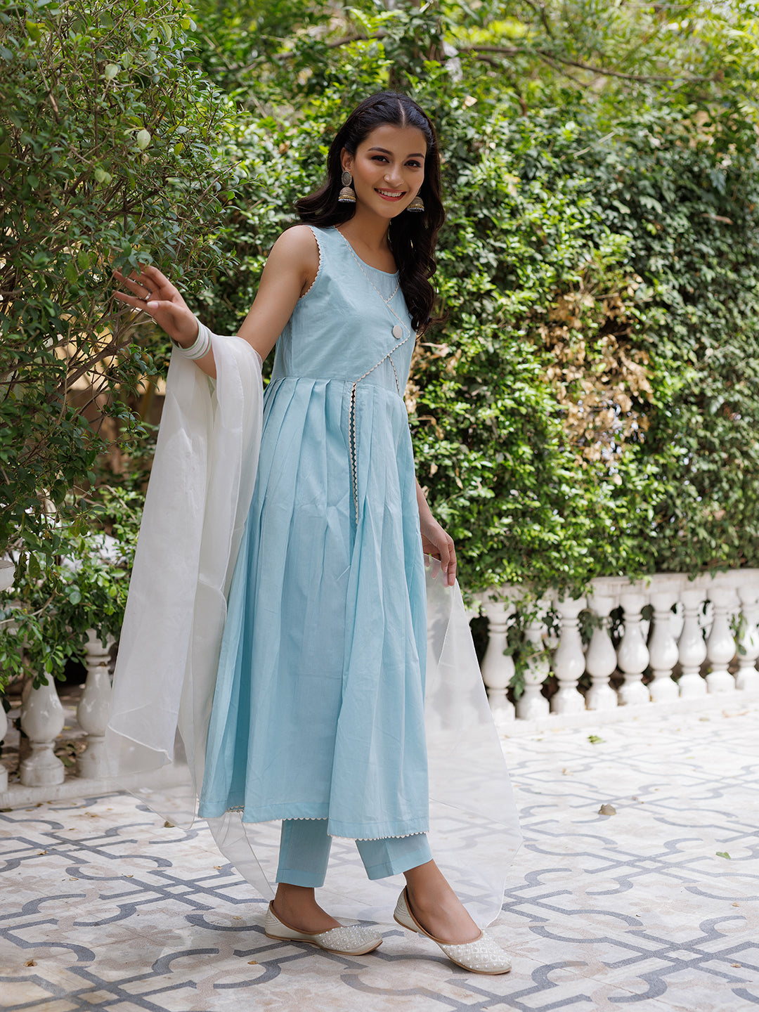 Ice Princess Solid Cotton Kurta Set