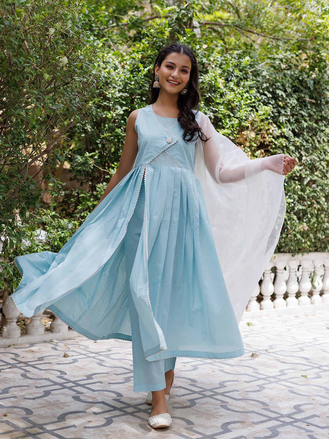 Ice Princess Solid Cotton Kurta Set