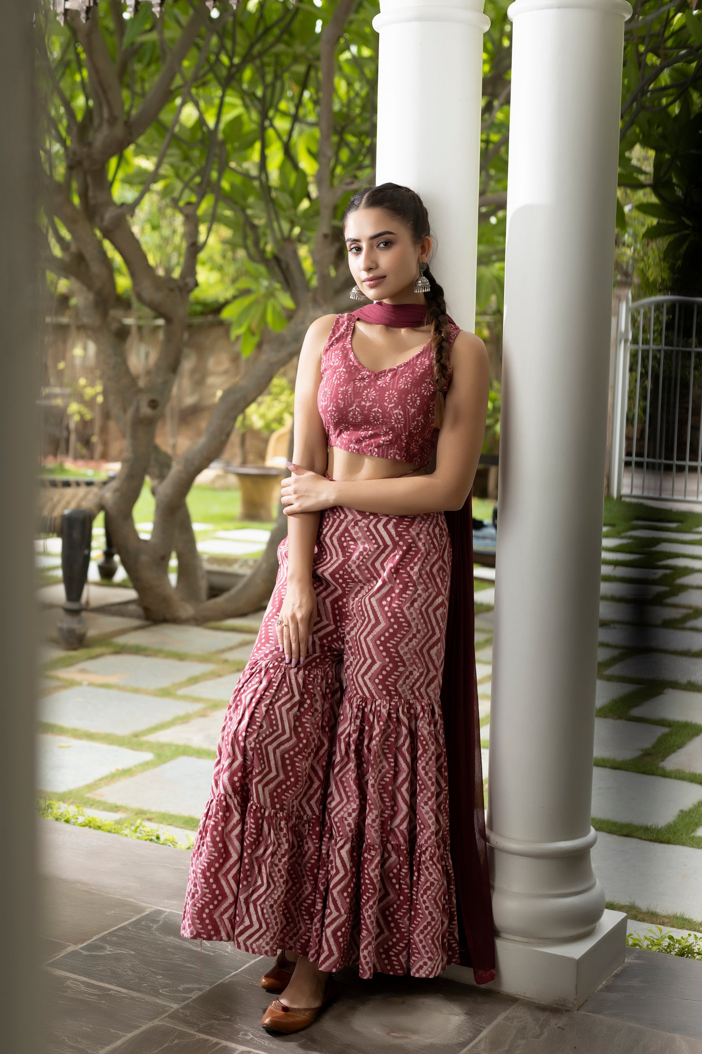 Red Wine Sharara Set