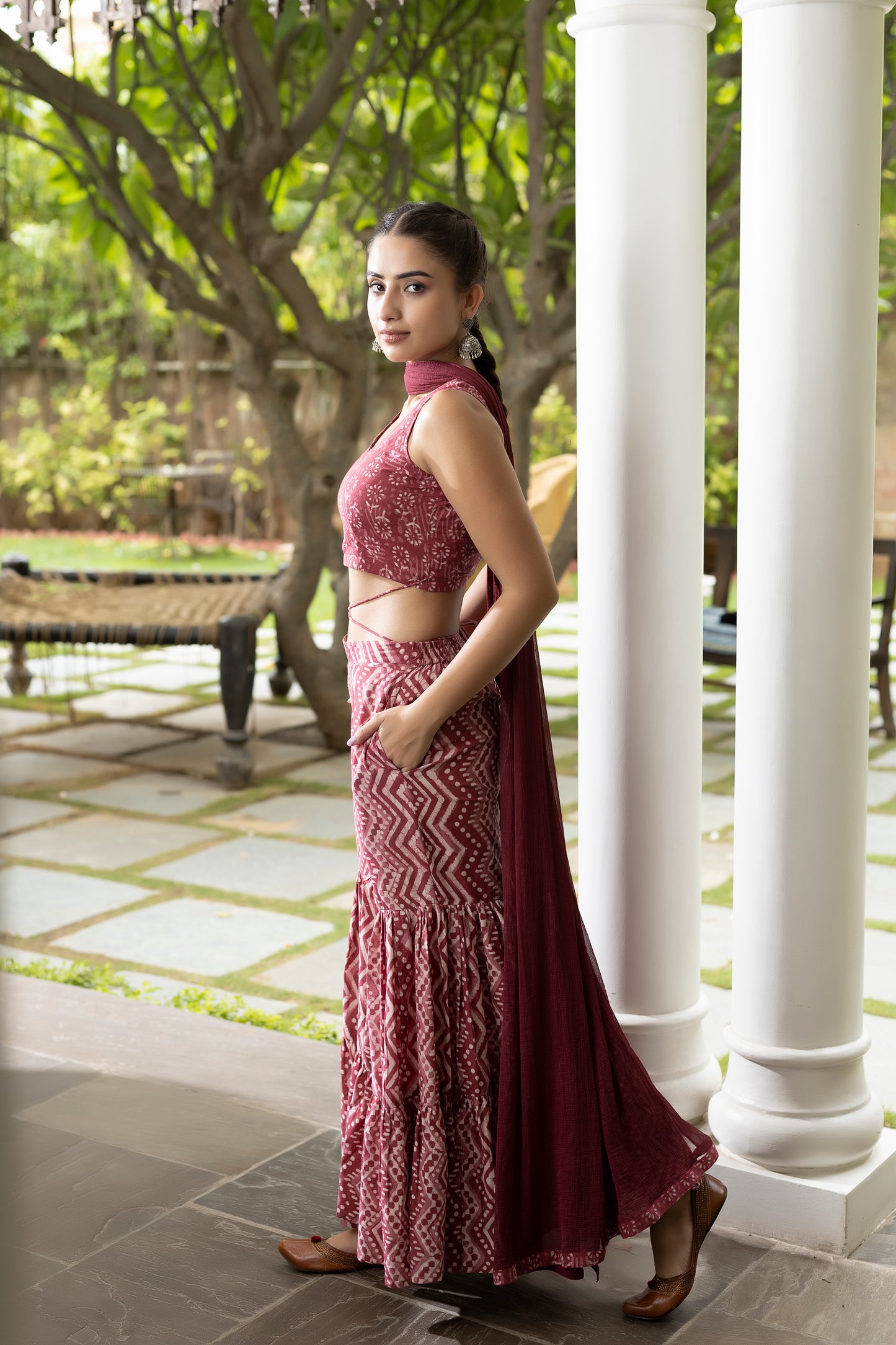 Red Wine Sharara Set
