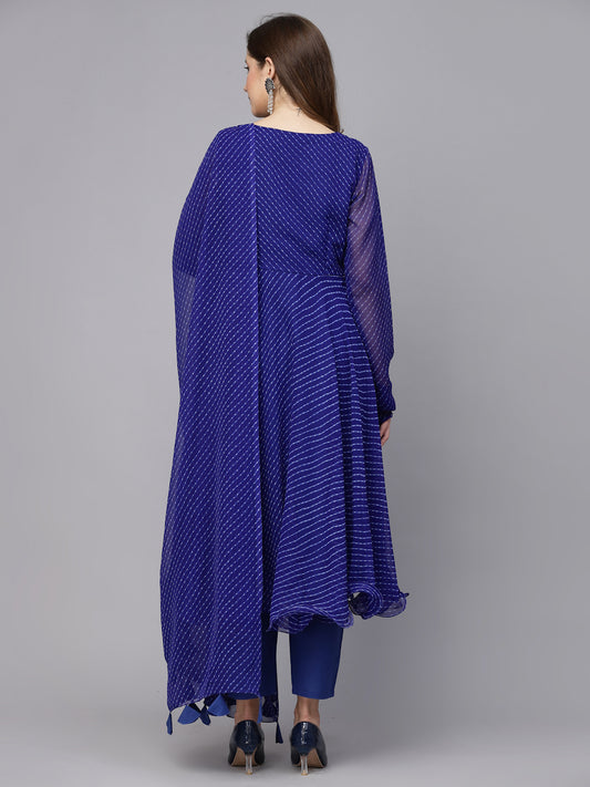 Skydiver Blue Leheriya Kurta Set