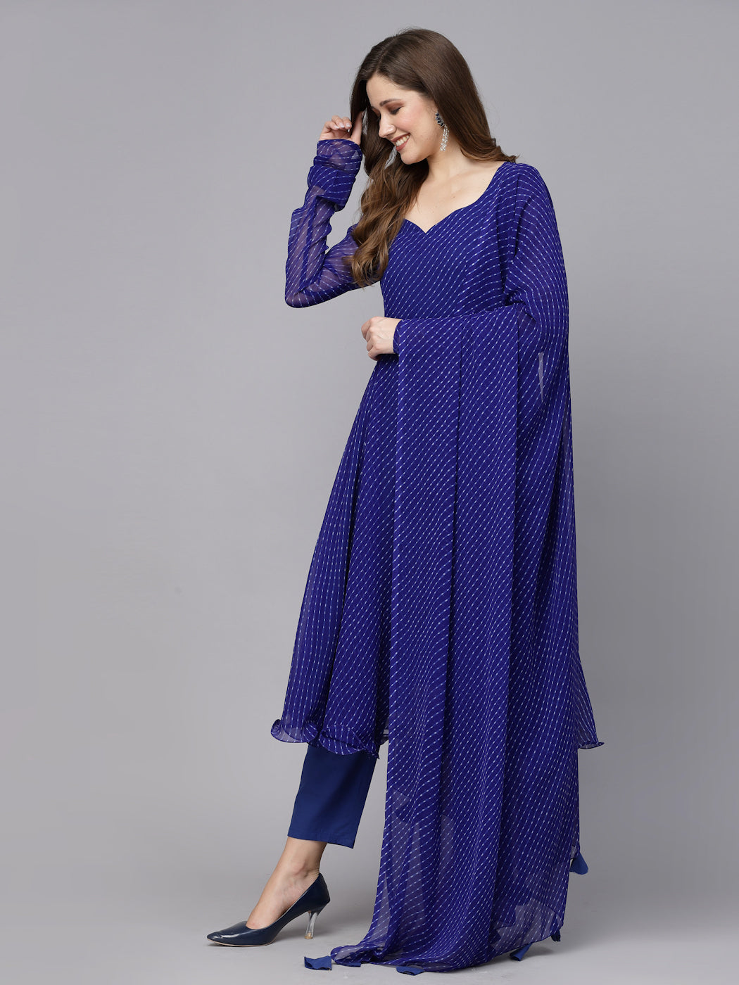 Skydiver Blue Leheriya Kurta Set