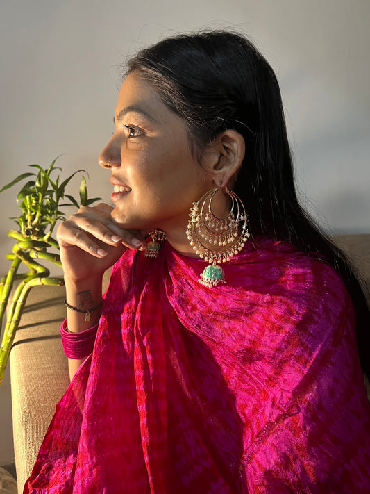 Teal Handcrafted Chandbali Earrings