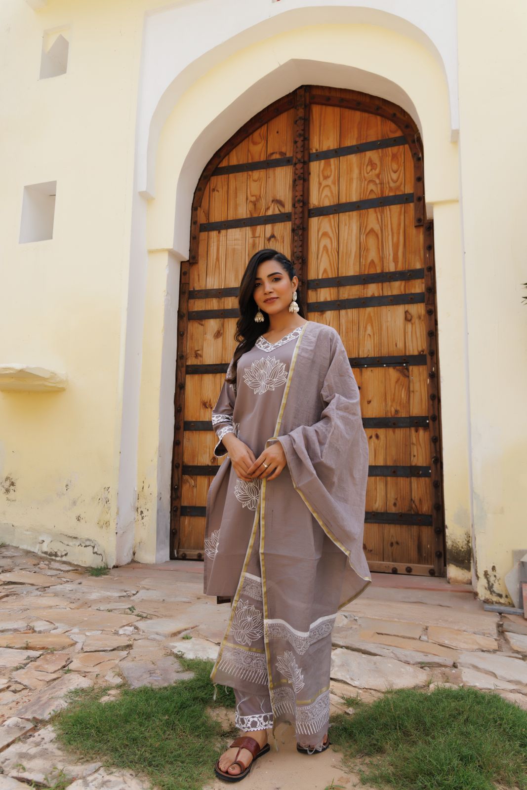 Slate Grey Lotus Suit Set